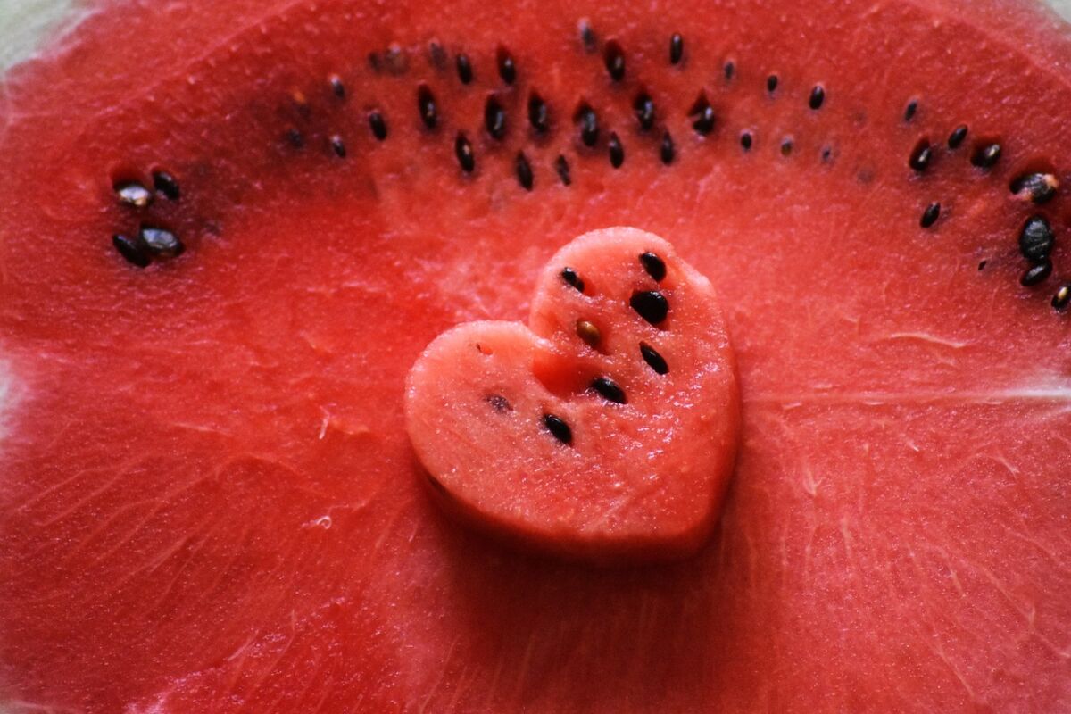 heart, watermelon, red
